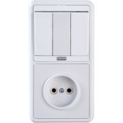 Блок БКВР-212 Бэлла (3-кл. выкл. с инд. + розетка) бел. Кунцево 5841