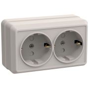 Розетка 2-м ОП Октава РСш22-3-ОКм 16А IP20 с заземл. защ. шторки крем. GENERICA ERO24-K33-16-DC