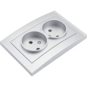 Розетка 2-м СП Бриллиант 16А IP20 без заземл. серебр. UNIVersal 7949766