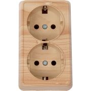 Розетка 2-м ОП Октава РС22-3-ОС 16А IP20 с заземл. сосна GENERICA ERO21-K03-16-DC