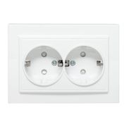 Розетка 2-м СП Минск 16А IP20 с заземл. защ. шторки бел. Basic EKF ERR16-128-100
