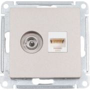 Розетка компьютерная + телевизионная 2-м СП AtlasDesign RJ45 кат.5E + TV механизм шампань SE ATN000589