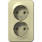 Розетка 2-м ОП Blanca 16А IP20 250В с заземл. без защ. шторок с изолир. пластиной беж. SE BLNRA010217