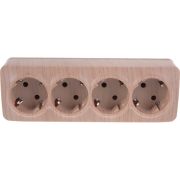 Розетка 4-м ОП 16А IP20 с заземл. сосна IONICH 1457