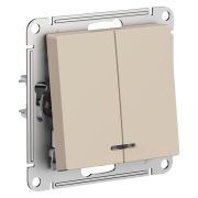 Выключатель 2-кл. AtlasDesign с подсветкой (сх.5а) 10AX мех. песочн. SE ATN001253