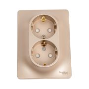 Розетка 2-м СП Glossa 16А IP20 с заземл. защ. шторки в сборе титан SE GSL000426