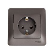 Розетка 1-м СП Glossa 16А IP20 250В с заземл. в сборе графит SE GSL001342