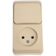 Блок ОП Этюд (1-м розетка без заземл. + 1-кл. выкл.) крем. SE BPA16-204K