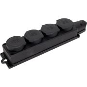 Колодка удлинителя 4-м Компакт 1ф с загл IP44 16А каучук черн. UNIVersal 602231