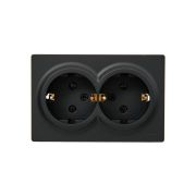 Розетка 2-м ОП LETO с заземл. закрытый корпус ПБТ черн. бархат LEZARD 752-4200-127B